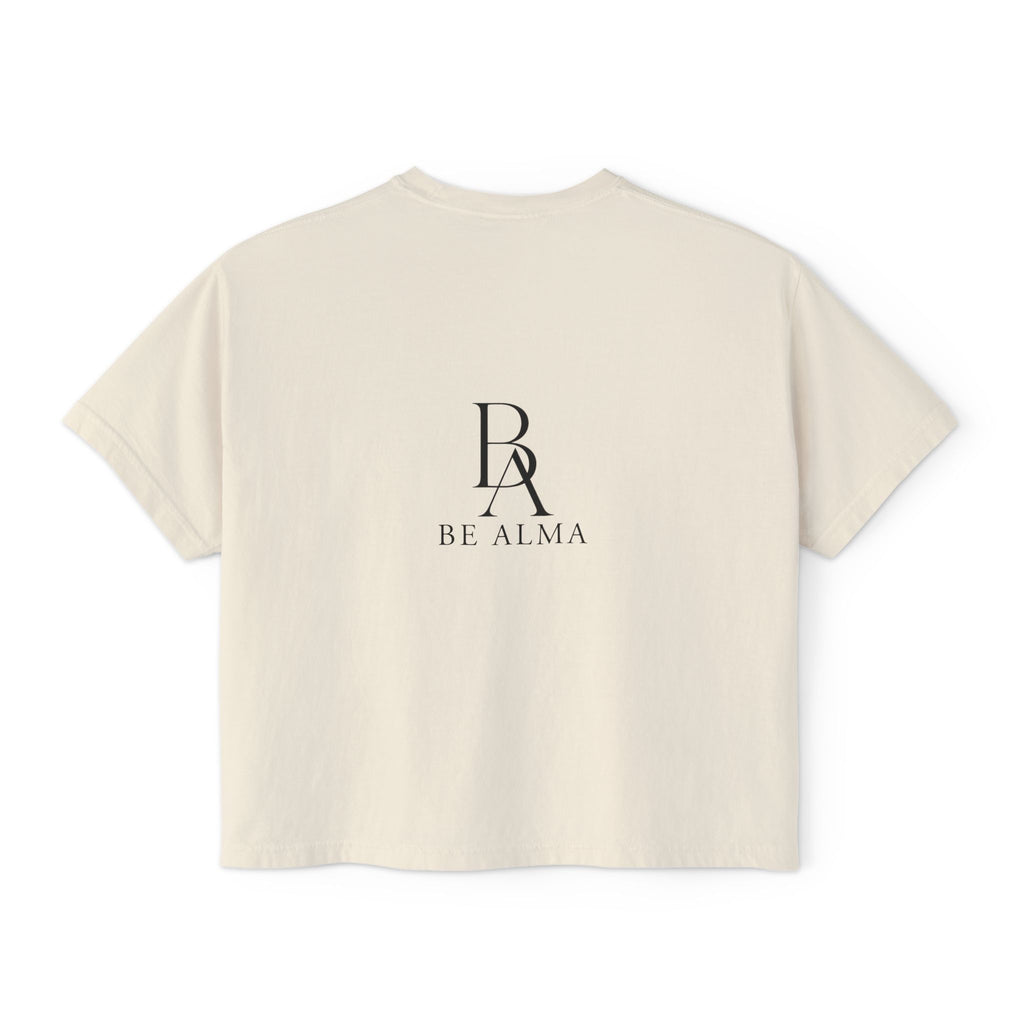 Sin Etiquetas Women's Boxy Tee | Minimal Spanish Phrase Crop Shirt