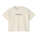 Sin Etiquetas Women's Boxy Tee | Minimal Spanish Phrase Crop Shirt
