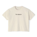 Sin Etiquetas Women's Boxy Tee | Minimal Spanish Phrase Crop Shirt