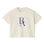 Women's Boxy Tee — Minimal Monogram 'BA' Graphic Tee
