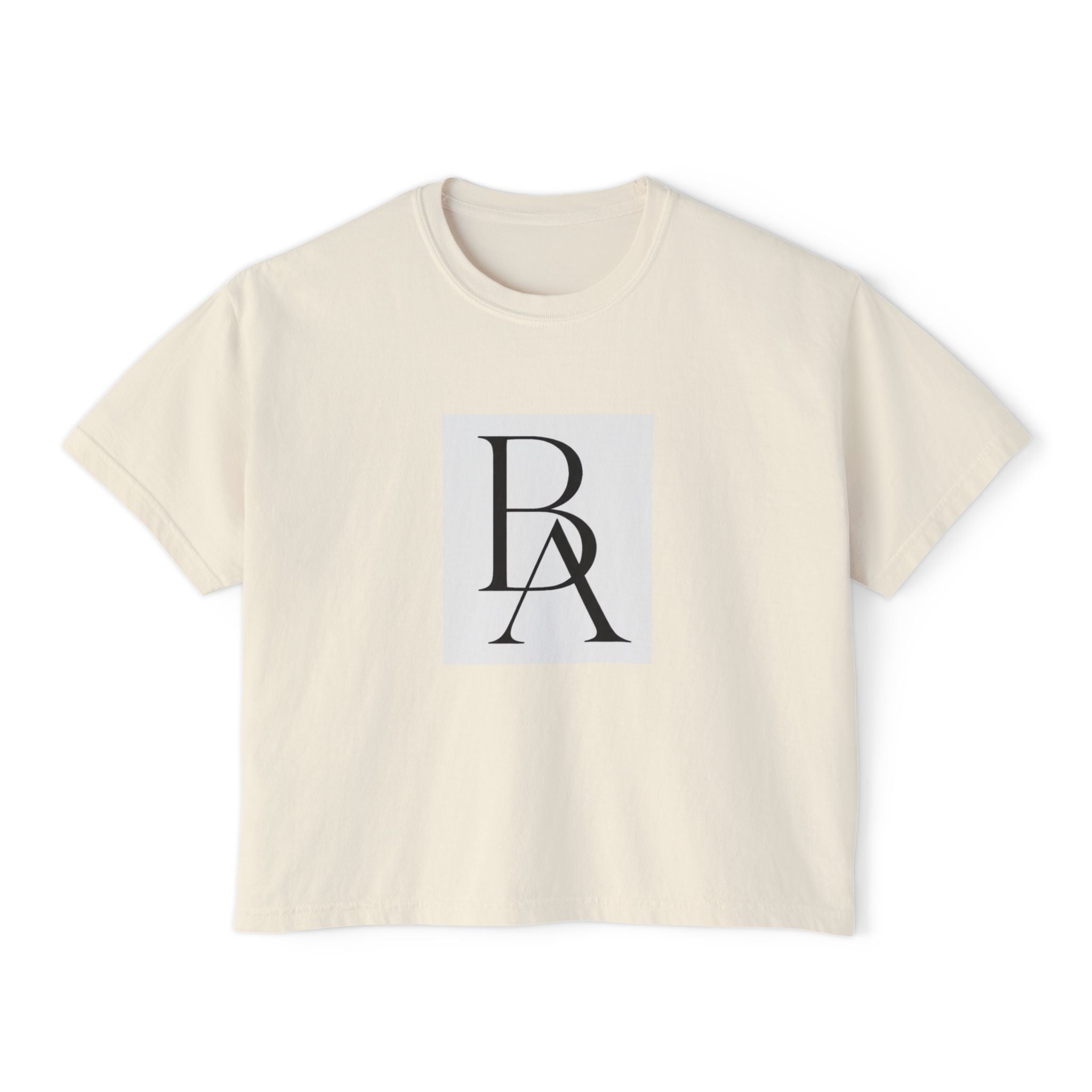 Women's Boxy Tee — Minimal Monogram 'BA' Graphic Tee