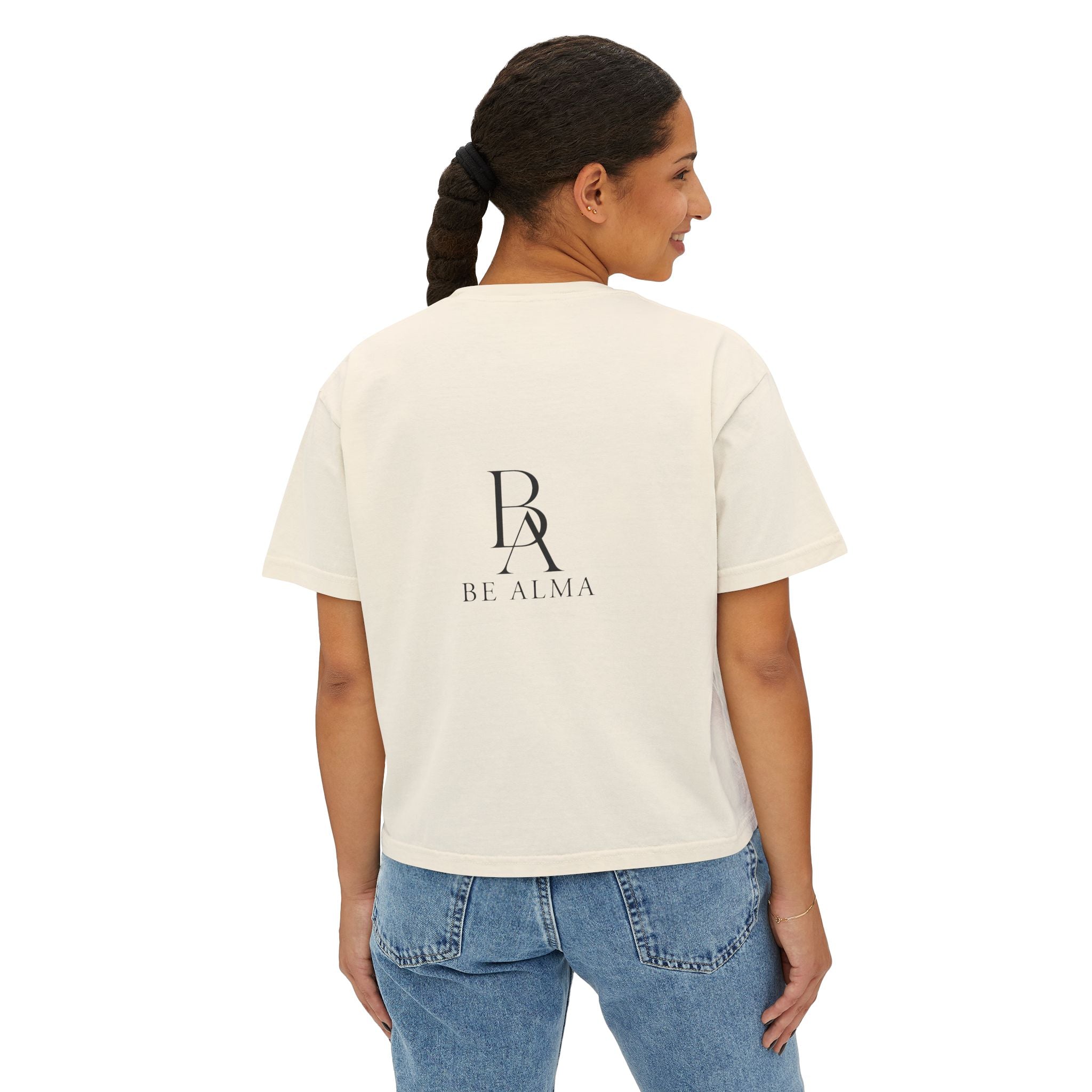 Sin Etiquetas Women's Boxy Tee | Minimal Spanish Phrase Crop Shirt